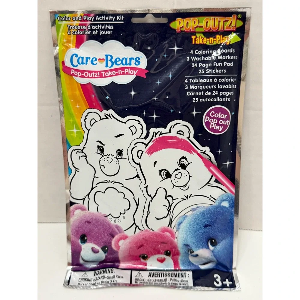Care Bears Pop-Outz Take-n-Play Color and Play Activity Kit Stickers Markers NEW